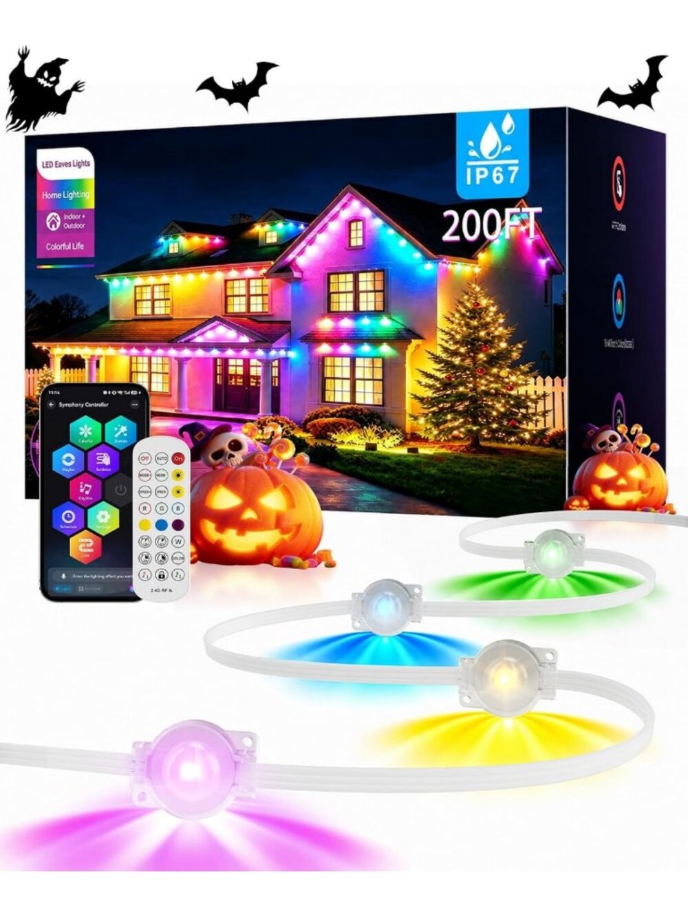 Permanent Outdoor Lights for House, 200ft RGB Christmas LED Light